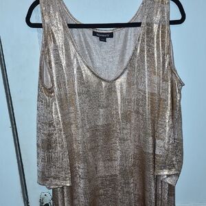 Roaman's Gold Cold Shoulder Blouse